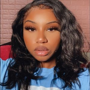 Jet black 16” hd lace front wig deep parting